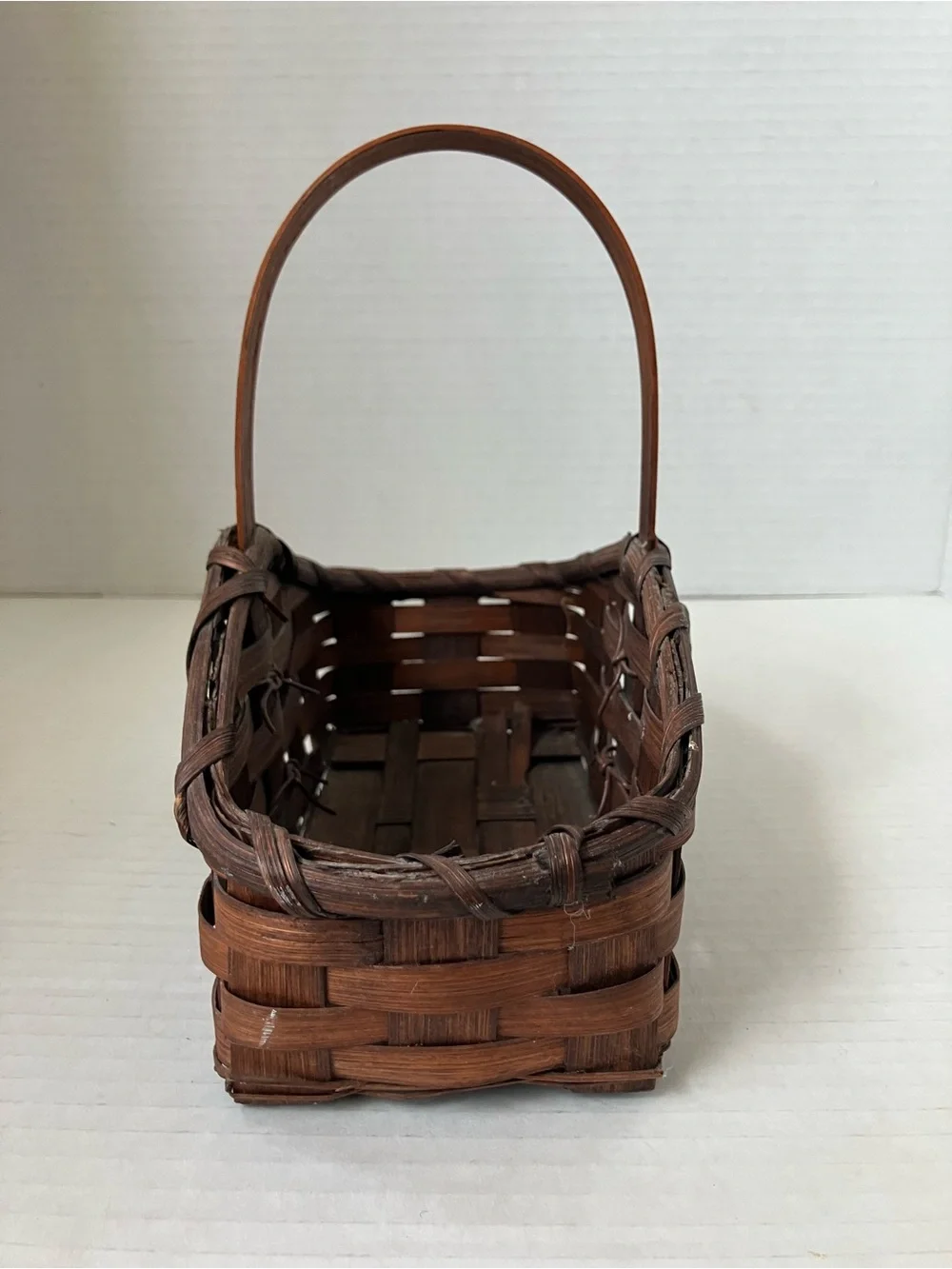 Vintage Brown Woven Duck & Handle Small Baskets Set Brown 5 to 8 Inches Each
